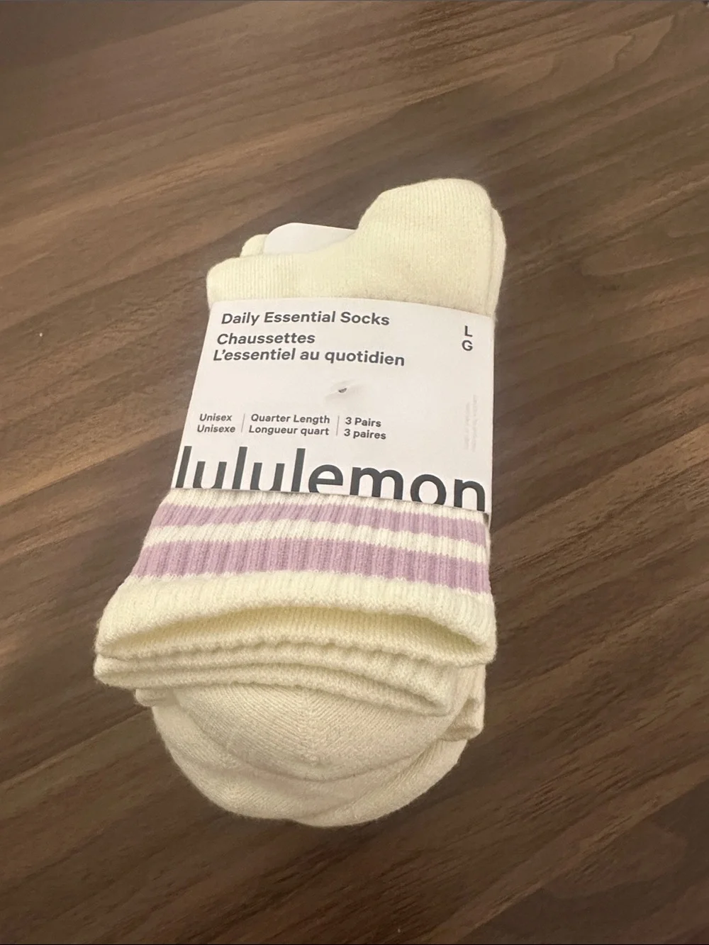 NWT Lululemon Unisex Daily Essential Quarter Socks 3 Pack